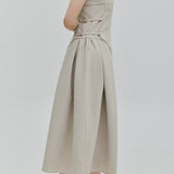Bustier flare One-piece【Beige】